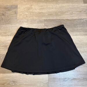Black Flat Front Tennis Skort Pleated Back with Inside Pockets Size XL